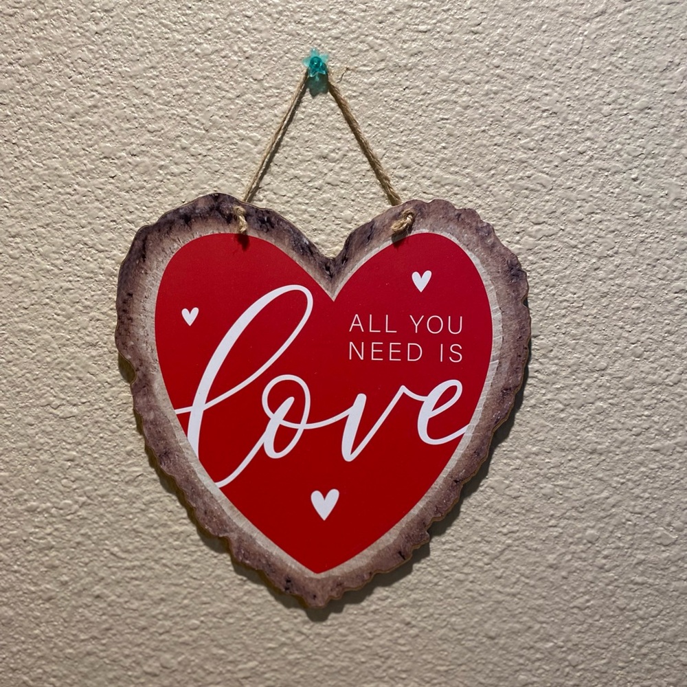 All You Need Is Love Wall Decor, Heart Shaped Wood Hanging Wall Decor